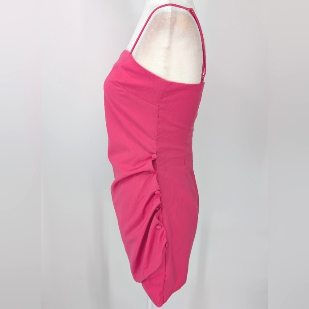 Revolve Lovers + Friends Hot Pink Straight Neck Ellis Mini Dress Small NWT - Picture 6 of 11